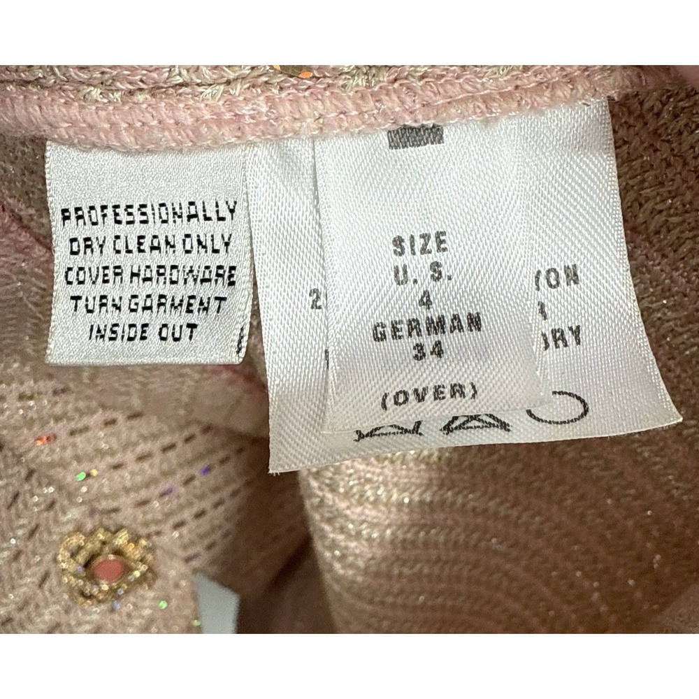 St. John Evening by Marie Gray Blush Embroidered Sequin‎ jacket Cardigan Size 4 - Picture 3 of 5